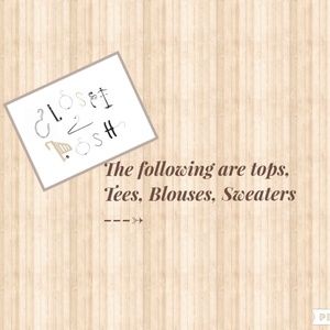 Tees, Sweaters, Blouses, Tanks, etc